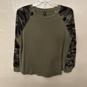 Emery Rose 1XL Olive Green Camo Sleeves T Shirt